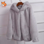 Rabbit fur winter hooded jacket 2020