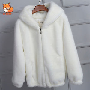 Rabbit fur winter hooded jacket 2020